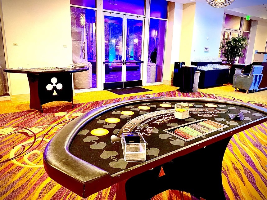 Black Jack table at Pop Up Casino Party in Sacramento